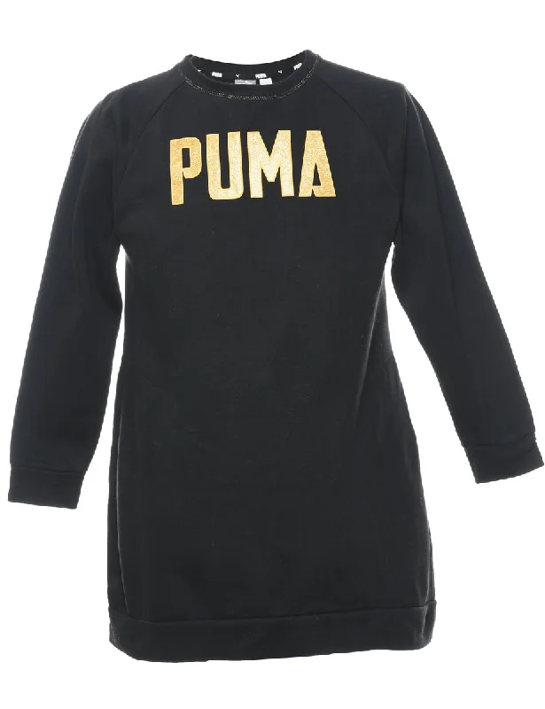 Puma Extra Long Black & Yellow Printed Sweatshirt - S