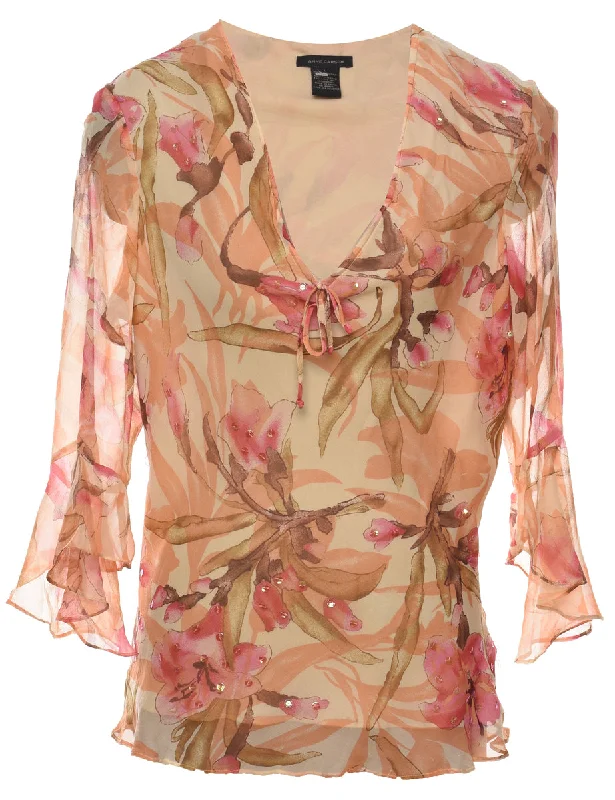 Silk Floral Evening Top - L