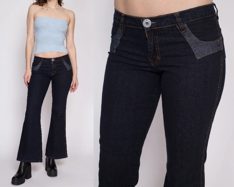 Y2K Low Rise Patchwork Pocket Jeans - Small