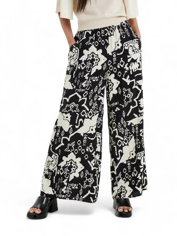 Deon Delphine Wide Trouser In Black/cream