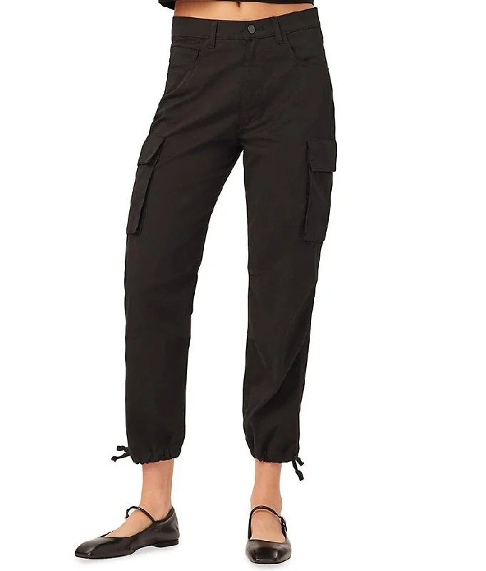 DL1961 Women Gwen Jogger: Cargo Side Pockets Black (Twill) Pants