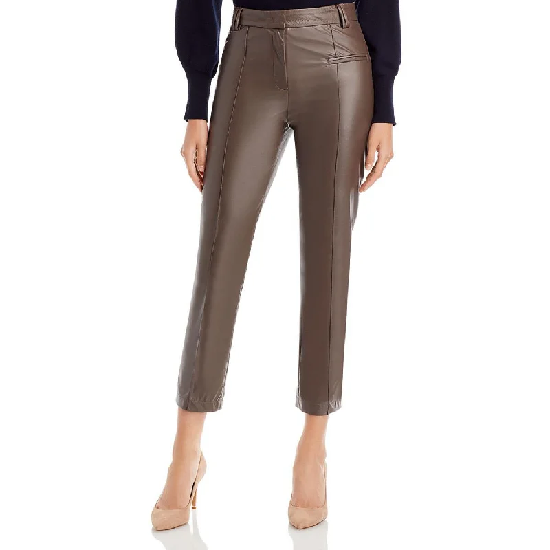 Fabiana Filippi Womens Faux Leather Ankle Skinny Pants