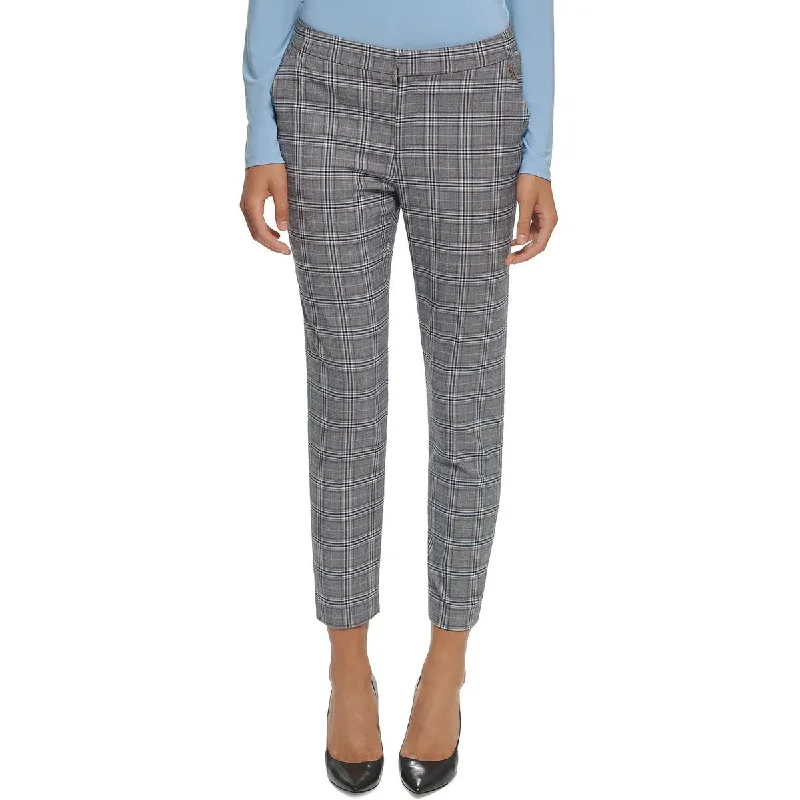 Tommy Hilfiger Womens Plaid Straight Leg Ankle Pants