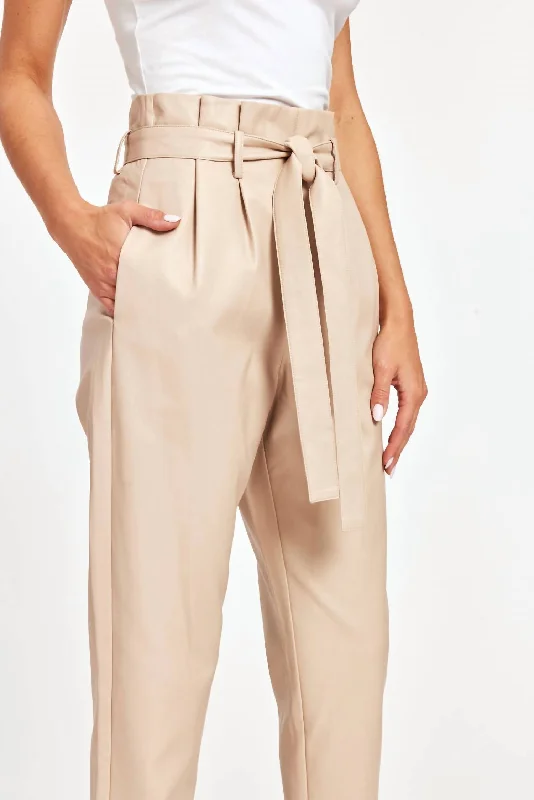 Uptown Paper Bag Pants In Oyster